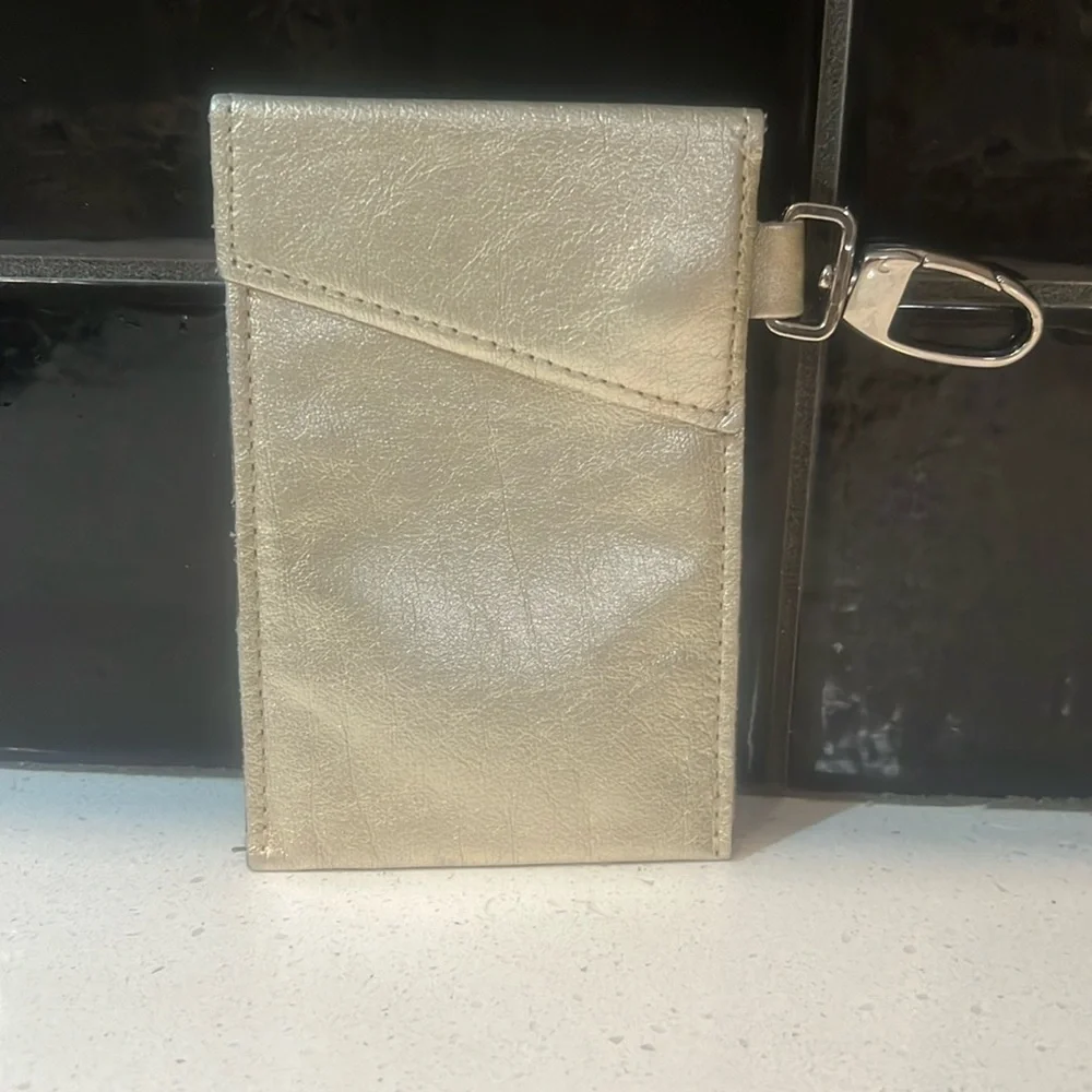Metallic Gold Clip Cardholder/Coin Purse Pouch! Multi Functional. Snap Closure